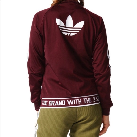 Adidas Burgundy 3-Stripes Track Jacket - Picture 2 of 3
